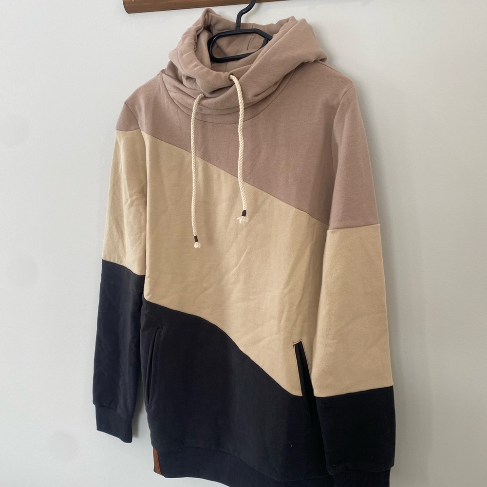 AMPERSAND AVE Colorblock Hoodie - Tan, Cream, Black